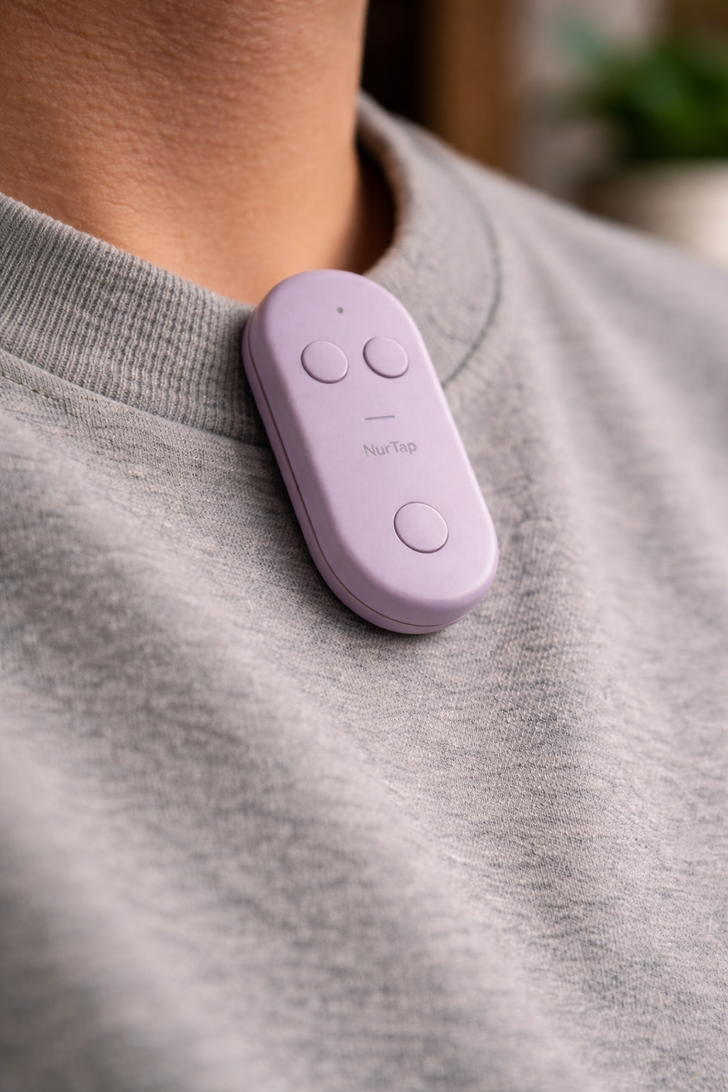 NurTap clipped on clothing for quick one-hand logging